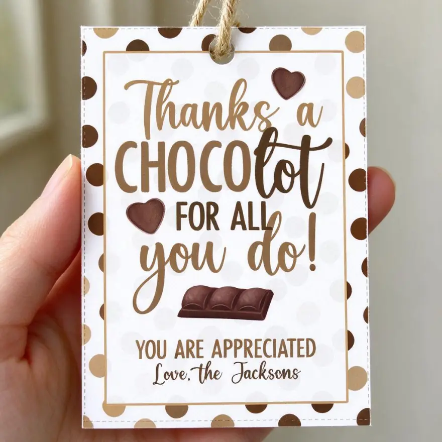 Close-up of a single printed piece from Teacher Appreciation Favor Tags, showing the line weight and trim detail to check before printing